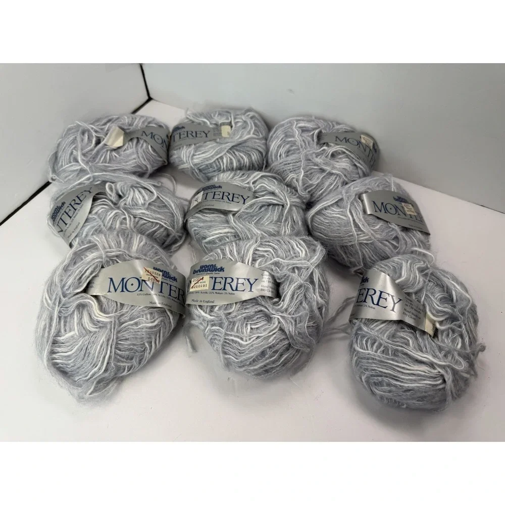 Brunswick Yarns MONTEREY Mohair Blend Yarn Silver Grey Lot Of 9 - 2 Dye‎ Lots